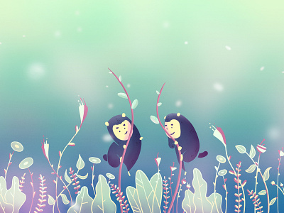Bearlike buddies bears branches creatures cubs cute dreamy nature plants