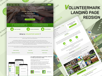 Volunteermark landing page appui branding design dribbleweeklywarmup figma figmadesign illustration landingpage landingpage redesign landingpagedesign ui uiuxdesign uiuxdesigner volunteerpage