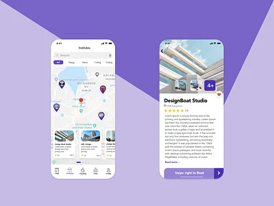 Institute Finder app book booking app design dribble shot education education app first post first shot hello dribble institutes ios location maps school