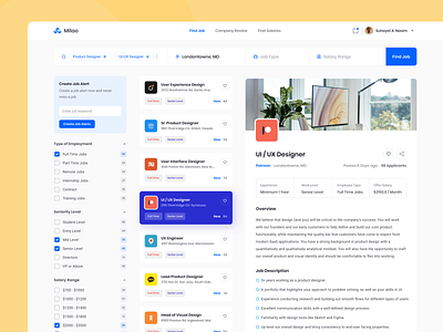 Job Search Platform dashboad dashboard app freelance designer halal hiredesigner job job application job board job listing job search jobs landing page product designer professional saas software ui ux webapp webdesign