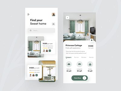 Real Estate : Rental App Concept 🏘️ 2020 trend app app design app ui application design booking cottage creative dribbble best shot mobile mobile app design mobile ui popular shot real estate real estate agent reantal app renting sweet home ui ux