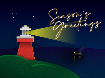 A distant ship smoke on the horizon artwork creative design gradients greetings illustration lighthouse night seasons greetings sketch vector vector art