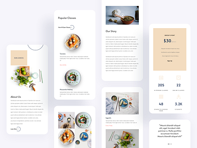 Cooking School - Mobile Pages cook cookbook cooking cooking app cooking class cooking school divi elegantthemes minimal mobile app mobile app design mobile application mobile design mobile ui online cooking product design responsive design responsive web design ui ux