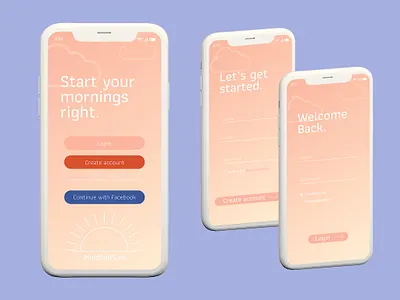 Daily UI 001 MindfullSun app dailyui design flat login minimal signup ux