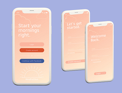 Daily UI 001 MindfullSun app dailyui design flat login minimal signup ux