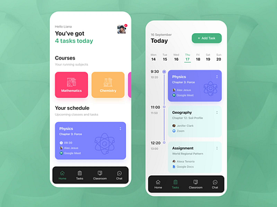 Study Management App Design | Task Management | Class Schedule app app design app designer app interaction class education app interaction ios app learning management system lecture management mobile mobile app motion motion graphics schedule app study app task management task manager ui motion