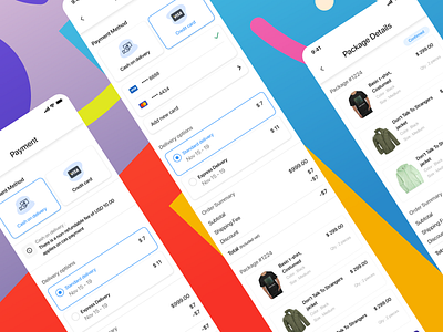 Place Order / Payments / Package Details app card cash cod credit delivery design experience illustration information order payment place product summary system ui ux