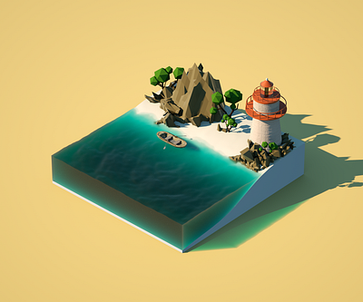 Strange Coast 3d art beach cinema4d coast illustration lighthouse