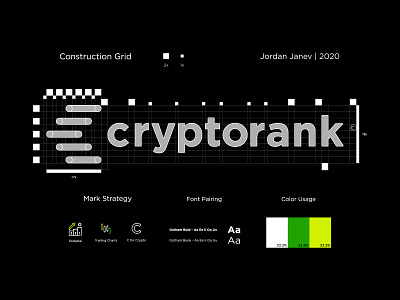 Cryptorank - Construction Grid bitcoin blackandwhite brand identity brand mark consistent crypto exchange crypto wallet cryptocurrency cryptorank etherium geometric geometric logo green logo minimal branding minimal logo minimal logo design minimalist simple logo subtle subtle logo