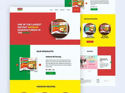 Indomie (Noodle) Website branding company profile design flat noodle noodles simple ui ux website