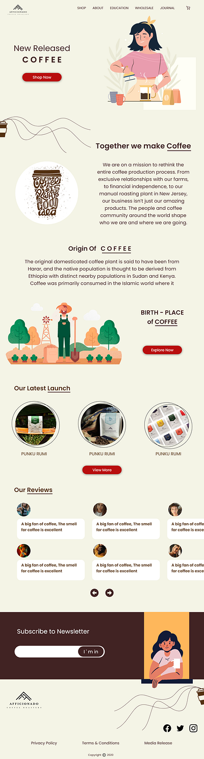 Coffee Boutique adobe illustrator adobexd boutique branding coffee coffee shop coffeeshop concept illustration pattern ui uiux usability vector