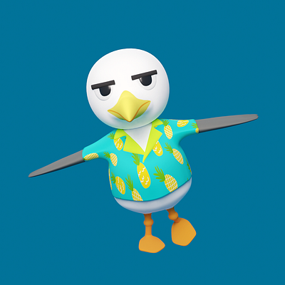 Seagull 3d art bird blender character cute illustration seagull