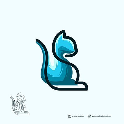 blue cat animation branding coreldraw design design art ilustration ilustrator logo sketch vector