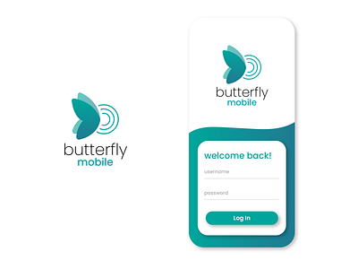 Butterfly Mobile Logo + welcome screen gradient logos mobile design modern ui design uiux welcome welcome screen