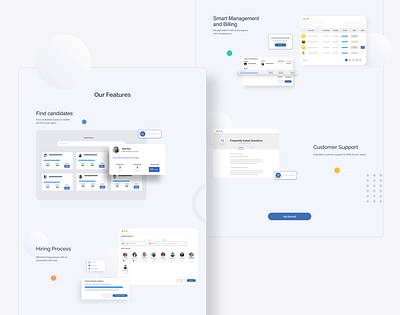 Jobwher "Our Features" Section. adobe xd blue branding clean design flat grey illustration minimal minimalism smooth typography ui uiux web webdesig