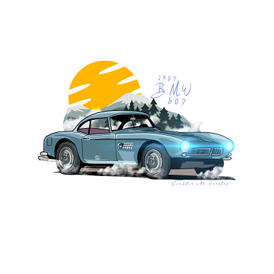 1957 bmw 507 hardtop roadster done 1957 507 bmw classic classic car concept design illustration illustrator indonesia vector