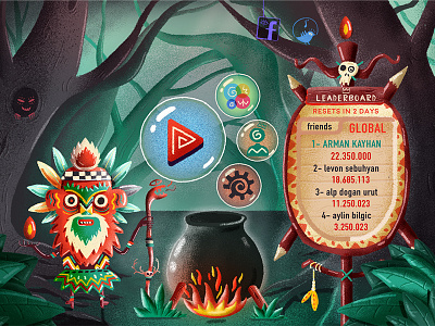 Voodoo Mambo Menu 2d character design design digital brush game illustration logo typography ui ux