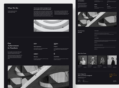 About Us Layout Of Architect Website about us about us layout architect black black white clean design dark dark mode design heydesign heydesign studio layout minimalist page layout ui design website design