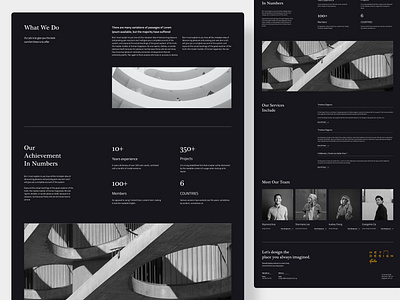 About Us Layout Of Architect Website about us about us layout architect black black white clean design dark dark mode design heydesign heydesign studio layout minimalist page layout ui design website design