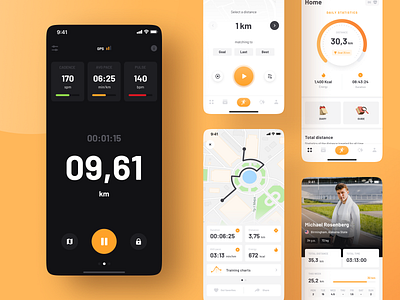 Running tracker - BeMove app app design color concept ios map mobile mobile app mobile ui run runner running sport tracker training ui