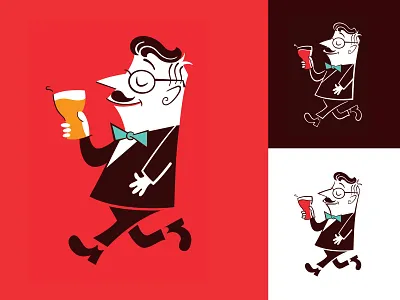 Djalminha 50s bar beer flat illustration mcm midcentury modern vector