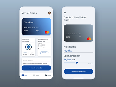 Virtual Cards minimal minimalism ui uidesign userinterface uxdesign virtual card visual design