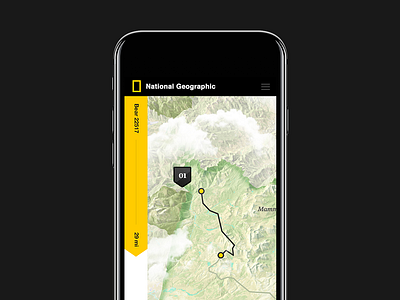 A Bear's Eye View of Yellowstone - Mobile hello monday map mobile natgeo national geographic nature ui uiux web webdesign webgl