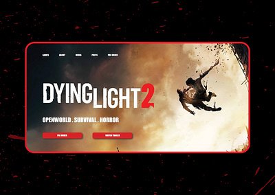 Dying Light 2 Hero Section Webpage banner banner design black css dying light hero hero banner hero section horror html landing landing page orange video game videogame web design webpage website website design zombie