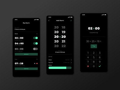 #Exploration | My Alarm App alarm app app dark ui design flat icon minimal ui ux