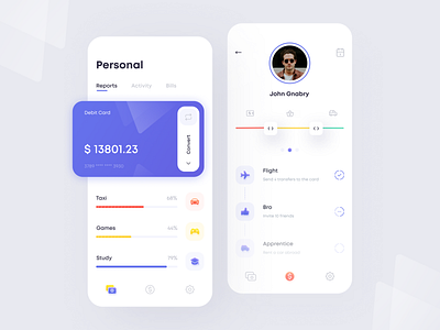 Banking App account achievements admin panel app banking cards clean design finance graphic minimal mobile mobile app money app service statistics transactions ui ux vector