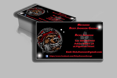 Business card for a car mechanic bear brand branding color design illustration illustrator logo mechanic mechanical mechanics red vector