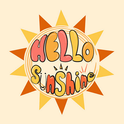 “Hello Sunshine” Illustration bold bright graphic design graphics illustration logo marketing media phrase social summer sun typography ui vector illustration