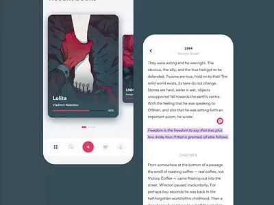 Reading App animation app book book reading concept mobile mobile design mobile ui motion reading ui