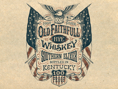 Old Faithful design hand drawn hand lettering illustration logo typography vintage whiskey