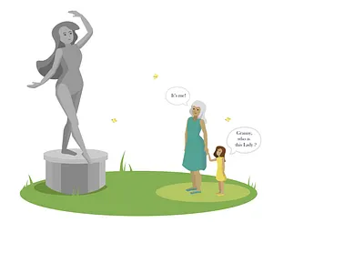 Statue/Past-Granny-Future adobe illustrator ai art book bookillustration character design illustration illustrator statue vector vector art web website