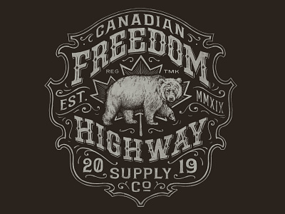 Canadian Bear Badge design hand drawn hand lettering illustration logo typography vintage