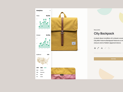 Analytics analytics backpack clicked data ecommerce eshop graphic herschel side menu sidebar stats ui usa views web design website