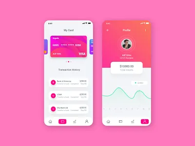 Finance Mobile App UI adobe xd template alifemu card credit card finance finance app finance app ui finance mobile app finance ui mobile banking mobile finance my card ui profiles transaction transaction history