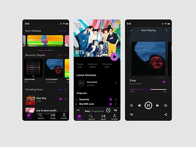Music Streaming App android android app android app design app design figma ios app ios app design ios application iphone 11 pro mobile mobile app mobile app design mobile ui music player streaming app ui ui ux ui design uiux