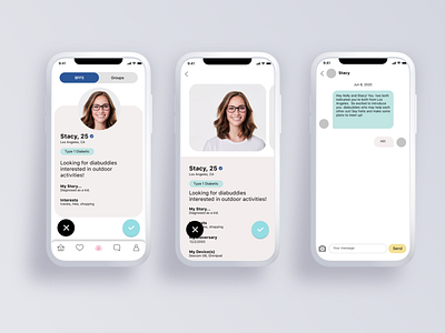 Diabuddies App - Matching 1-1 mobile app ui ui design ux