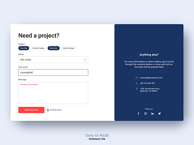Daily UI #028 - Contact Us adobexd daily ui dailyui design graphic design minimal typography ui ux web