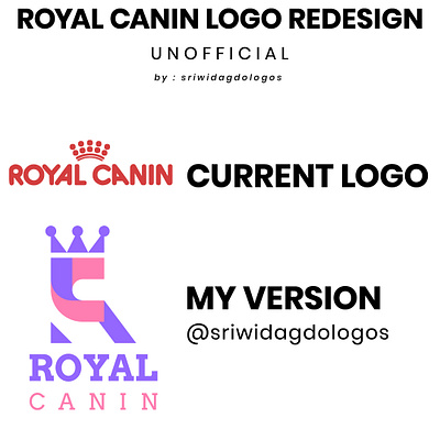 Royal canin logo redesign (unofficial) canine cat art crown dog identity logo logotype monogram pet petfood redesign concept vector
