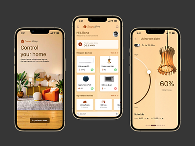 A Conceptual Smart Home App dashboard design ios iot minimalistic mobile application smart home ui ux