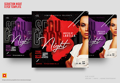 Seduction Night Flyer Template advertisement black club clubbing flyer creative dj mix dj night flyer hot night latin night nightclub party flyer photoshop print design red seduction flyer seductive sexy template urban