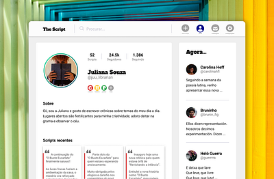 User profile challenge daily dailyui dailyui 006 desafio interface rede social social media social network social profile ui user interface user profile