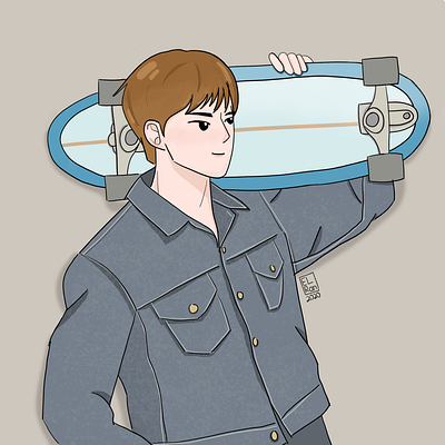 Boy with Skateboard - Haechan boy campus design illustration ilustration vector