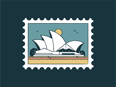 Sydney Opera House architecture australia building city design icon icon set illustration landmark landskape sky stamp sunset sydney travel turist vector