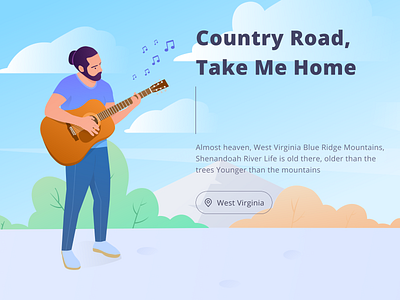 Man With Guitar Illustration clean guitar header illustration illustration art illustrations illustrator man menu ui ui ux uiux website