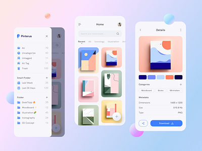 Moodboard Management App app clean design clean ui concept design inspiration management app moodboard ui ux
