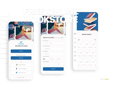 Juvica Online Book Store adobe xd app book store mobile app online book store ui ux